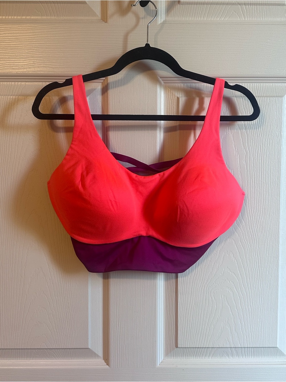 Victoria's Secret Two-Tone Longline Sports Bra - Neon Pink & Plum